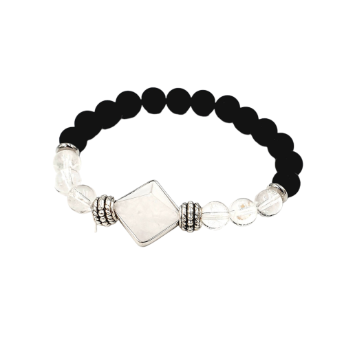 Przejdź do produktu Bransoletka na Gumce - Lawa i Kryształ Górski