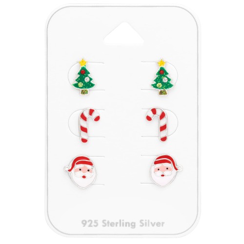 Przejdź do produktu Komplet Srebrny - Świąteczny - Święty Mikołaj - Choinka - Cukierek