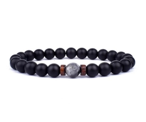 Przejdź do produktu BRANSOLETKA - LAWA WULKANICZNA - KORALIK TYBETAŃSKI 