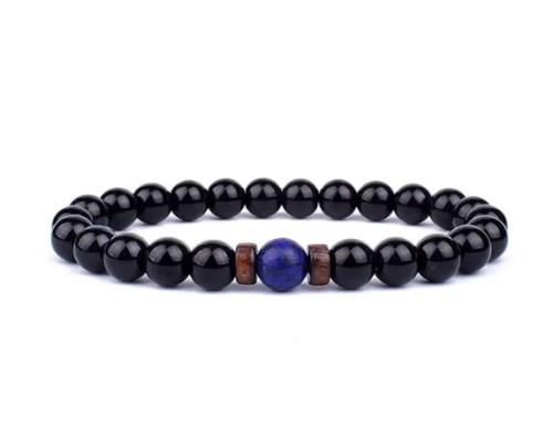 Przejdź do produktu BRANSOLETKA - LAWA WULKANICZNA - KORALIK TYBETAŃSKI