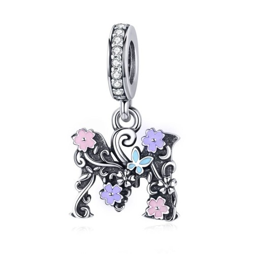 Przejdź do produktu Charms do Bransoletki Modułowej - Litera M - Kwiaty 