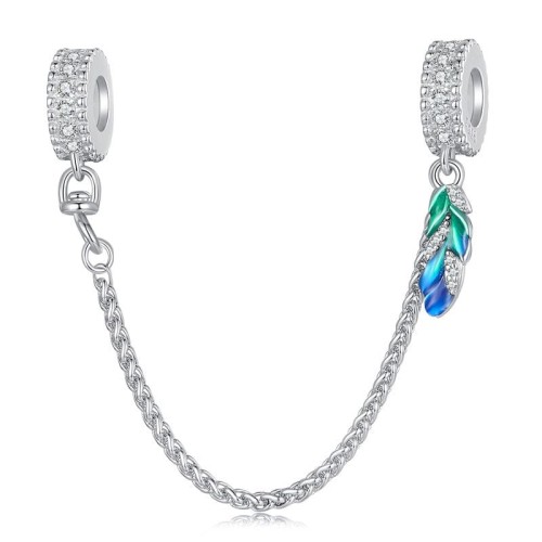 Przejdź do produktu Charms do Bransoletki Modułowej - Pióro - Łańcuszek Zabezpieczający