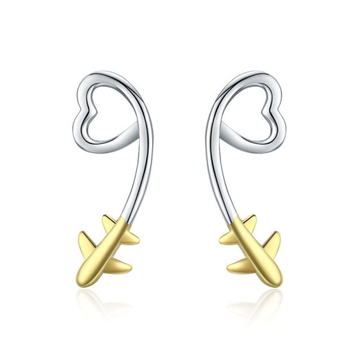 Przejdź do produktu Kolczyki Srebrne - Serce - Samolot