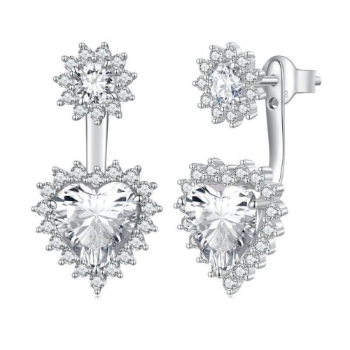 Przejdź do produktu Kolczyki Srebrne - Serce - Cyrkonia