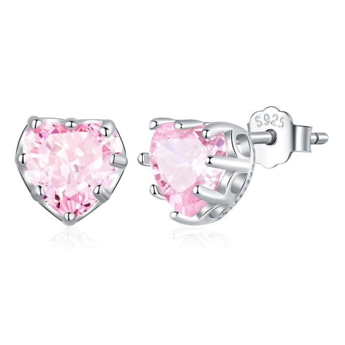 Przejdź do produktu Kolczyki Srebrne - Serce - Cyrkonia 