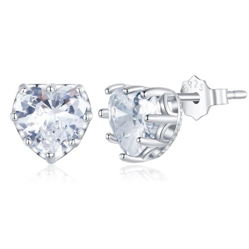 Przejdź do produktu Kolczyki Srebrne - Serce - Cyrkonia 