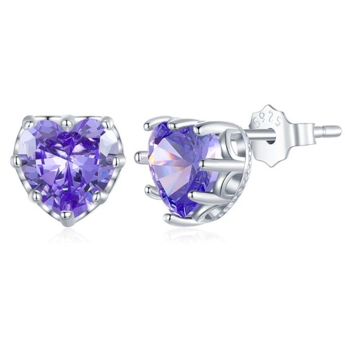 Przejdź do produktu Kolczyki Srebrne - Serce - Cyrkonia 