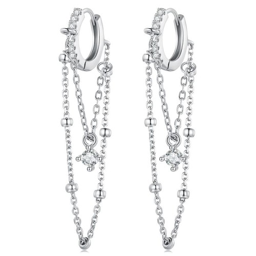 Przejdź do produktu Kolczyki Srebrne - Kółko - Łańcuszek