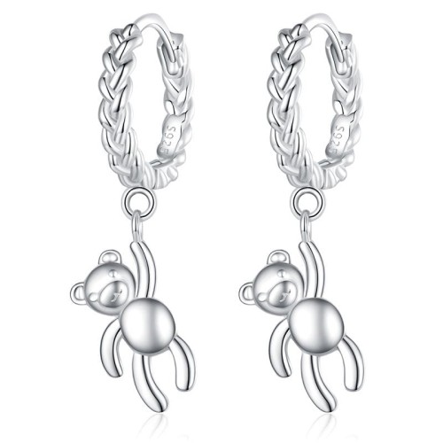 Przejdź do produktu Kolczyki Srebrne - Kółko - Miś