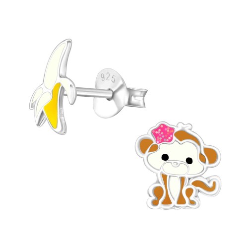 Przejdź do produktu Kolczyki Srebrne - Małpka, Banan