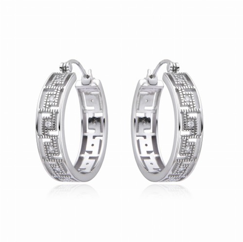 Przejdź do produktu Kolczyki Srebrne - Kółko - Wzór Grecki