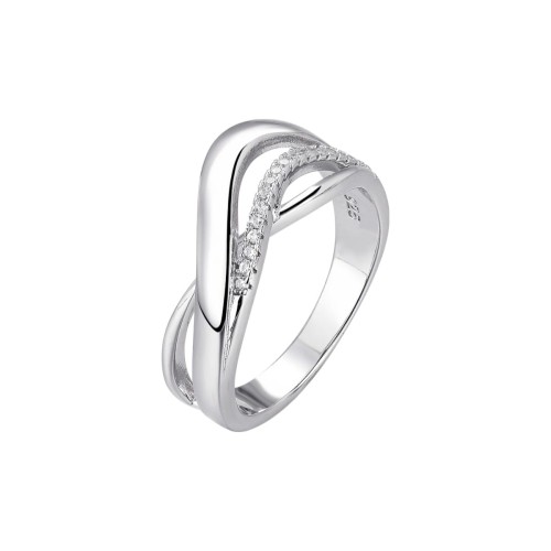Przejdź do produktu  Srebrny Pierścionek - Klasyczny Przeplatany Cyrkonia  