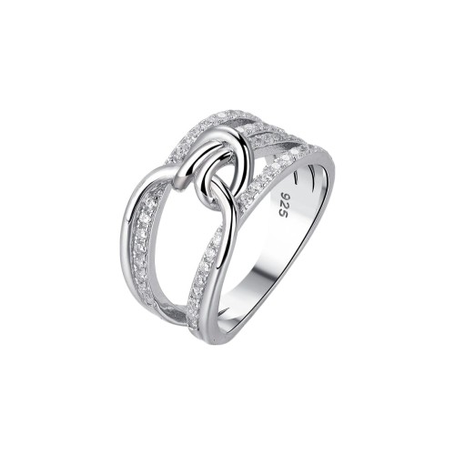 Przejdź do produktu  Srebrny Pierścionek - Klasyczny Przeplatany Cyrkonia 