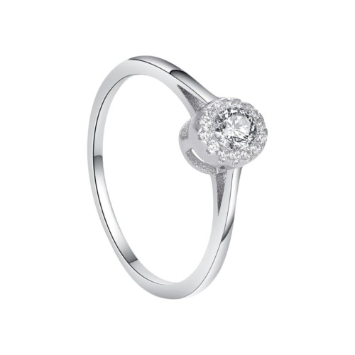 Przejdź do produktu  Srebrny Pierścionek - Klasyczny Owal Cyrkonia