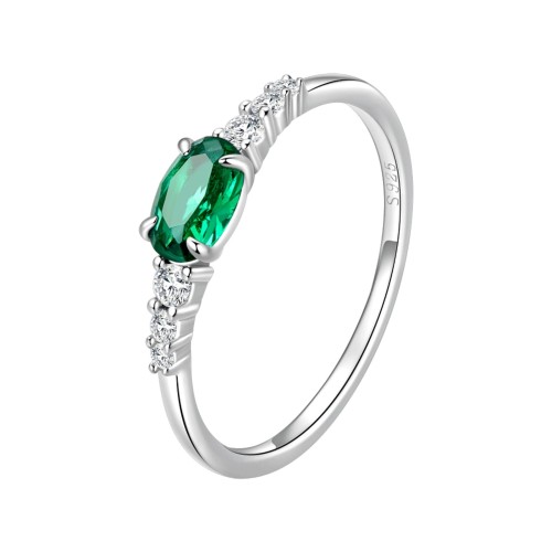 Przejdź do produktu  Srebrny Pierścionek - Klasyczny Owal Cyrkonia 