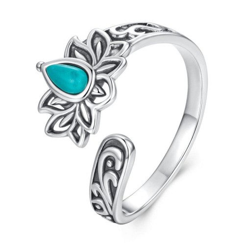 Przejdź do produktu  Srebrny Pierścionek - Kwiat - Liść