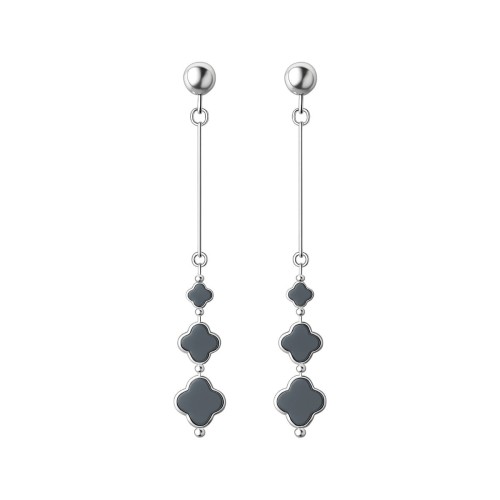 Przejdź do produktu Kolczyki Srebrne - Hematyt  - Koniczyna