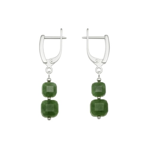 Przejdź do produktu Kolczyki Srebrne - Zielony Turmalin - Kwadrat