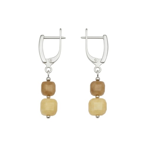 Przejdź do produktu Kolczyki Srebrne - Żółty Brązowy Turmalin - Kwadrat 