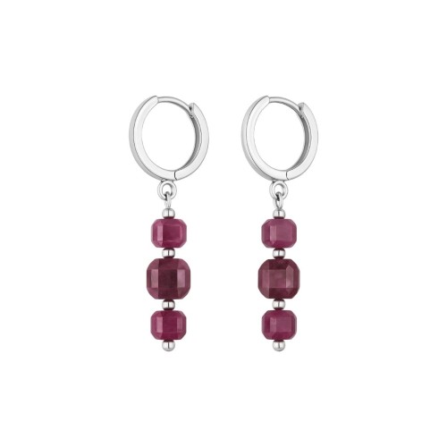 Przejdź do produktu Kolczyki Srebrne - Różowy Turmalin - Kwadrat