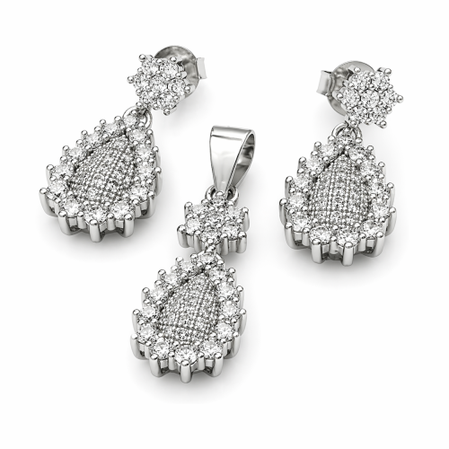 Przejdź do produktu Komplet Srebrny - Klasyczne - Łezka 