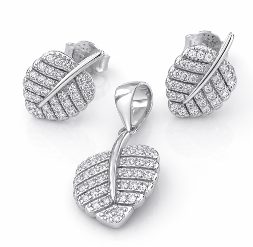 Przejdź do produktu Komplet Srebrny - Liść