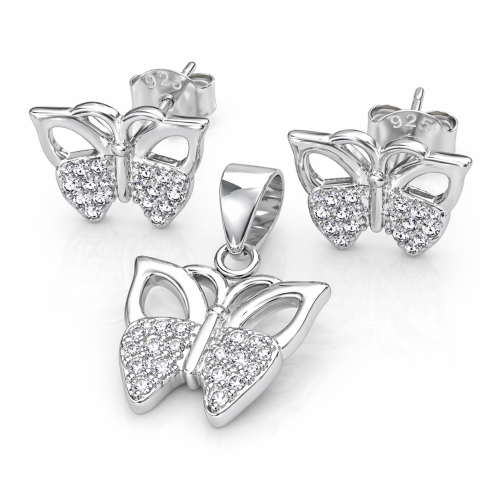 Przejdź do produktu Komplet Srebrny - Motyl