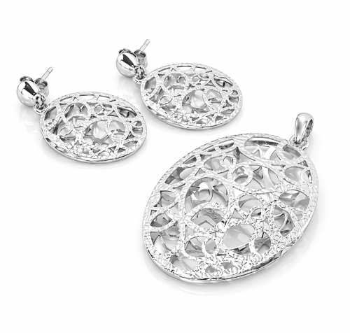 Przejdź do produktu Komplet Srebrny - Owal ażurowy