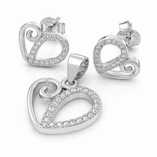 Przejdź do produktu Komplet Srebrny - Serce  