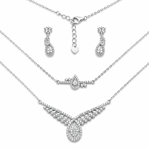 Przejdź do produktu Srebrny Komplet Ślubny / Klasyczny z Cyrkoniami