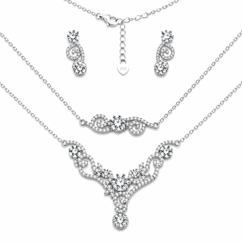 Przejdź do produktu Srebrny Komplet Ślubny / Klasyczny z Cyrkoniami 