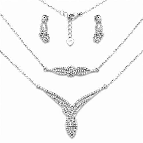 Przejdź do produktu Srebrny Komplet Ślubny / Klasyczny z Cyrkoniami 