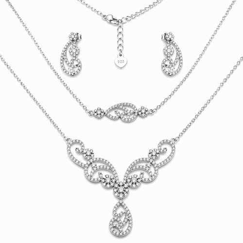 Przejdź do produktu Srebrny Komplet Ślubny / Klasyczny z Cyrkoniami 