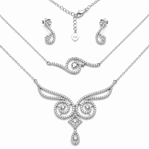 Przejdź do produktu Srebrny Komplet Ślubny / Klasyczny z Cyrkoniami 