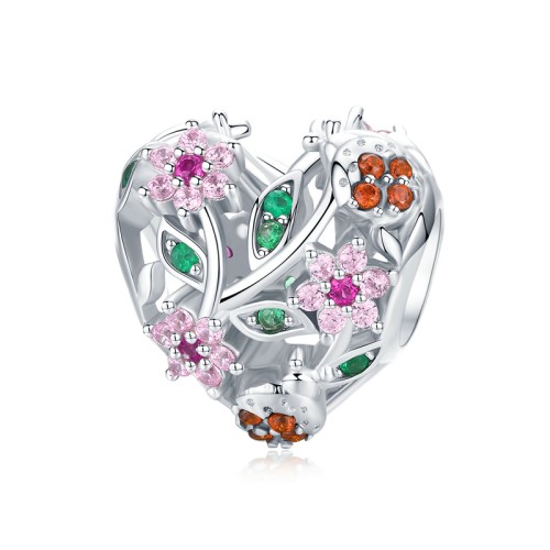 Przejdź do produktu Charms do Bransoletki Modułowej - Serce Kwiatek