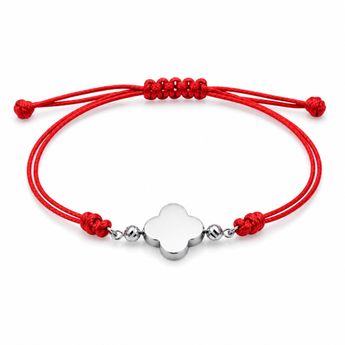 Przejdź do produktu Srebrna Bransoletka - sznurek ściągający - koniczyna - hematyt